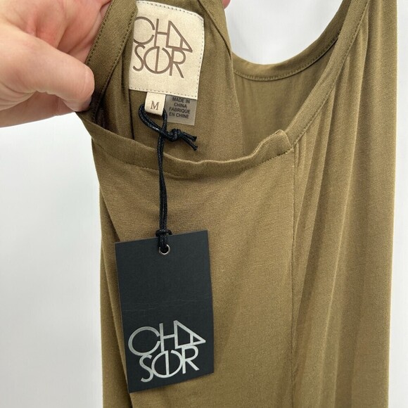 NWT CHASER Olive Green Ruffle Racerback Jersey Summer Tank Top Size Medium - Picture 6 of 6